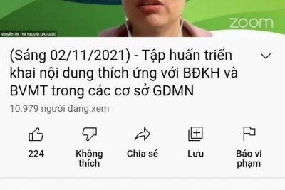 Tập huấn triển khai nội dung thích ứng với BĐKH và BVMT tại các cơ sở GDMN (ngày 02/12/2021)